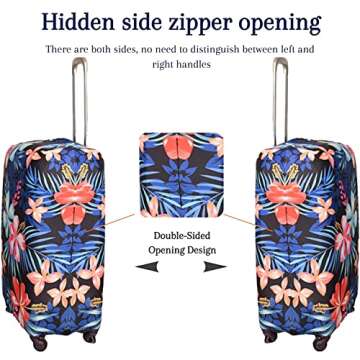 GOXUNYUAN Suitcase Cover, Carry on Luggage Cover Protector - Travel Elastic Spandex Luggage Covers Fits 26 to 28 Inch Flower