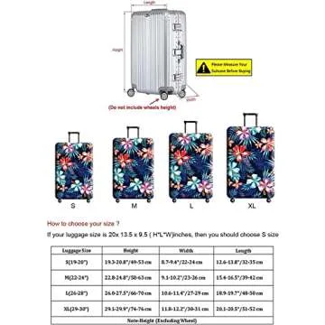 GOXUNYUAN Suitcase Cover, Carry on Luggage Cover Protector - Travel Elastic Spandex Luggage Covers Fits 26 to 28 Inch Flower