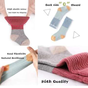 TTIZZY Toddler Baby Boys Girls Socks - Cotton Crew Socks for Baby(Yellow, Size 1-2T)