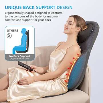 COMFIER Neck Back Massager with Heat, Height Adjustable Chair Massager Seat Cushion for Neck Shoulde...