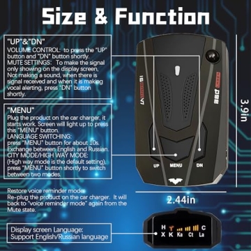 2023 Radar Detector with Voice Alerts and 360° Detection
