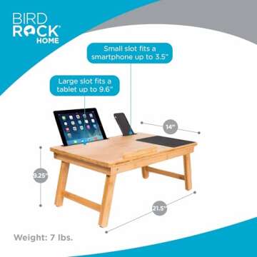 SOFIA + SAM Multi-Tasking Lap Desk with Adjustable Tilt Surface | Mouse Pad & Wrist Support | Fits L...