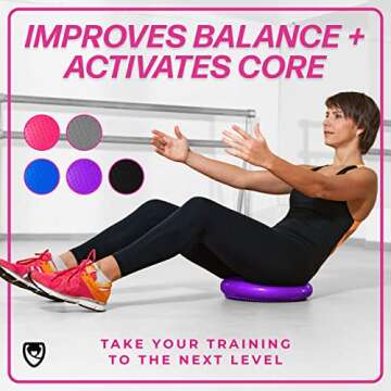 URBNFit Wobble Cushion - Balance Disc for Core Stability, Strengthening, Physical Therapy Exercise, Office Chair or Kids Classroom - Sensory Wiggle Seat Pad w/Air Pump - Pink