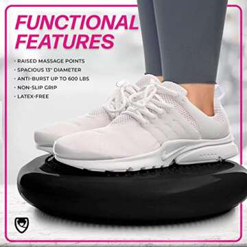 URBNFit Wobble Cushion - Balance Disc for Core Stability, Strengthening, Physical Therapy Exercise, Office Chair or Kids Classroom - Sensory Wiggle Seat Pad w/Air Pump - Pink