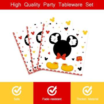 96 Pieces Red Mouse Tableware Set for Princess Happy Birthday Table Decorations Dessert Plates Napkins Forks for 24 Guests Boy Birthday Party Supplies