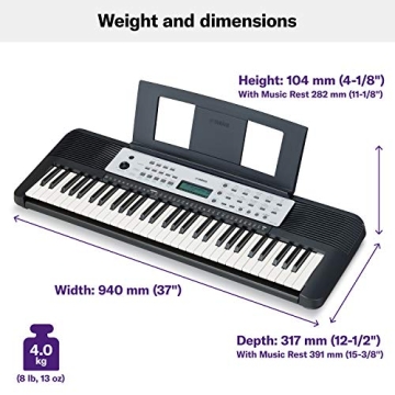 Yamaha YPT270 61-Key Portable Keyboard with Power Adapter