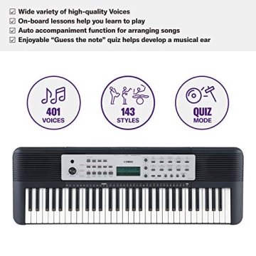 Yamaha YPT270 61-Key Portable Keyboard with Power Adapter