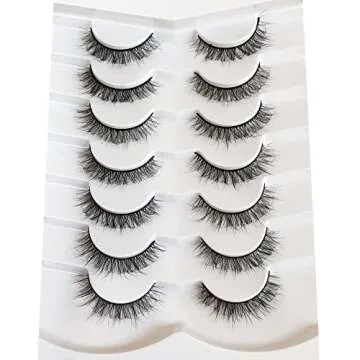 Pooplunch 8D Silky Lashes - Short Natural False Eyelashes, 7 Pairs Pack