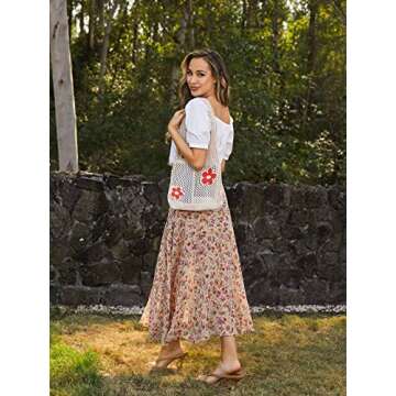 CATMICOO Crochet Beach Bag Tote: Small Knit Bag Summer Shoulder Bag for Vacation