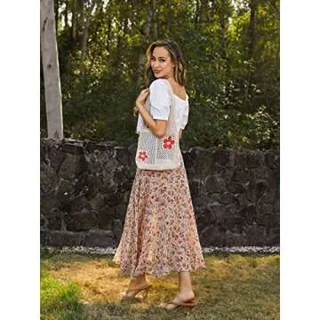 CATMICOO Crochet Beach Bag Tote: Small Knit Bag Summer Shoulder Bag for Vacation