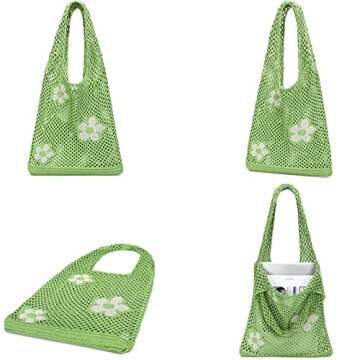 CATMICOO Crochet Beach Bag Tote: Small Knit Bag Summer Shoulder Bag for Vacation