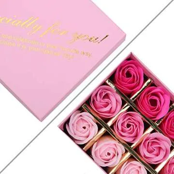 Rotumaty 18 PCS Floral Scented Bath Soap Rose Flower Petals Gift Set for Women, Ideal for Valentine'...