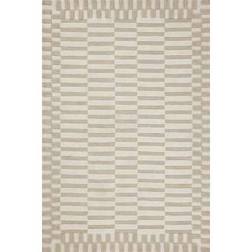 Loloi Chris Loves Julia Bradley Collection, Ivory & Beige, 9'-3" x 13' Area Rug – Classic Striped Area Rugs for Living Room, Bedroom, Entryway & Hallway, High Traffic Area Home Decor Rug