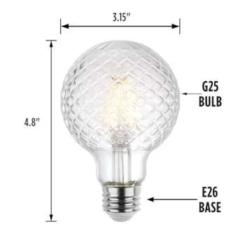 Westinghouse 5268000 5.5 Watt (40 Watt Equivalent) Cut Glass G25 Dimmable Clear Filament LED Light Bulb, Medium Base