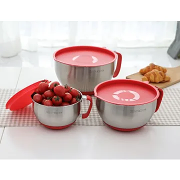 Rorence Stainless Steel Mixing Bowls Set - Red 3 Quart