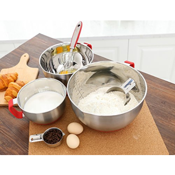 Rorence Stainless Steel Mixing Bowls Set - Red 3 Quart