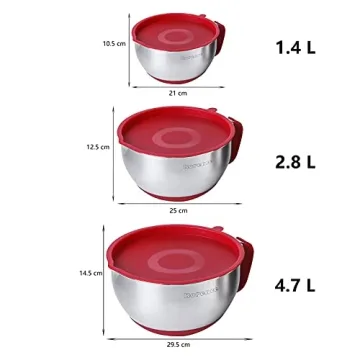 Rorence Stainless Steel Mixing Bowls Set - Red 3 Quart