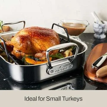 All-Clad Specialty Stainless Steel Roaster with Nonstick Rack 11x14 Inch Oven Broiler Safe 600F Roas...