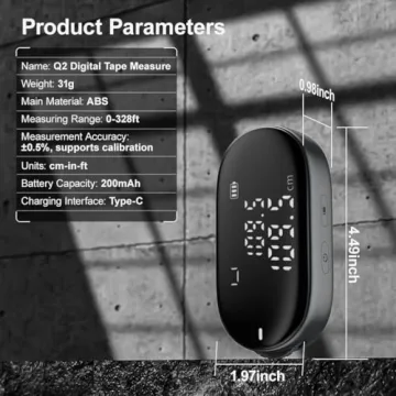 ATuMan Digital Tape Measure, 328-ft for Smart Easy Measurement of Complex Irregular Shapes, Large LCD, Unit Switching, Rechargeable Electronic Rolling Measuring Tool for Body, Diameter Measurements