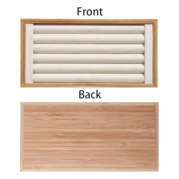 Bamboo Ring Display Holder Beige Suede Jewelry Organizer