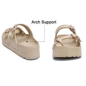 TIKVAW Womens Arch Support Platform Sandals - Stylish Comfort Slides Perfect for All-Day Wear