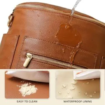 miss fong Small Diaper Bag Mini Diaper Bag, Leather Diaper Bag Backpack Mini Backpack with 14 Pockets Insulated Pockets & Shoulder Strap