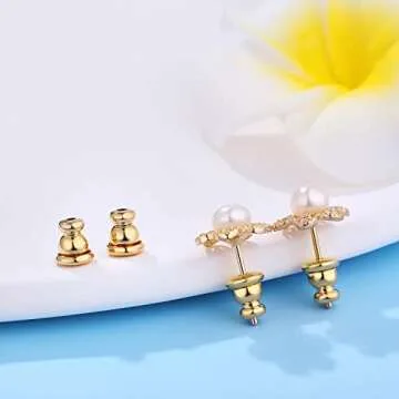 Moconar Locking Earring Backs for Studs, Hypoallergenic 18k Gold Bullet Earring Backs Replacements for Studs/Droopy Ears, Secure Locking Backing for Sensitive Ears (Gold 2pairs)