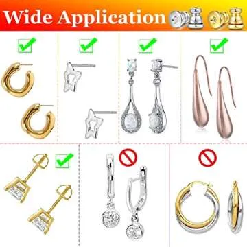 Moconar Locking Earring Backs for Studs, Hypoallergenic 18k Gold Bullet Earring Backs Replacements for Studs/Droopy Ears, Secure Locking Backing for Sensitive Ears (Gold 2pairs)