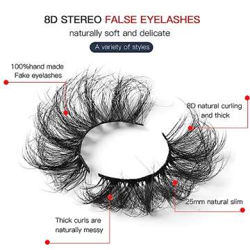 FEITA Lashes Set Fluffy False Eyelashes 8D Natural Thick Volume Soft Eyelash Kit Faux Mink Wispy Fak...