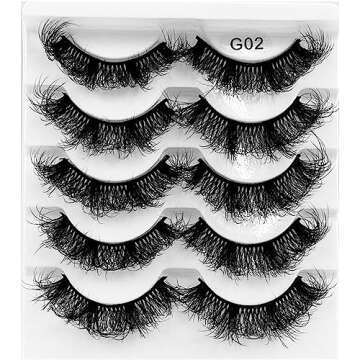 FEITA Lashes Set Fluffy False Eyelashes 8D Natural Thick Volume Soft Eyelash Kit Faux Mink Wispy Fake Eye Lashes 5 Pairs Multi Packs