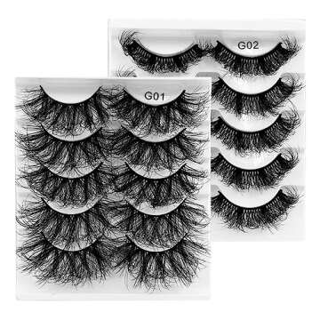 FEITA Lashes Set Fluffy False Eyelashes 8D Natural Thick Volume Soft Eyelash Kit Faux Mink Wispy Fake Eye Lashes 5 Pairs Multi Packs