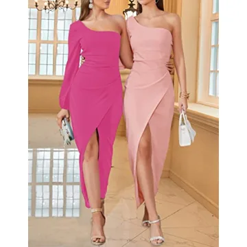 Elegant ZESICA One Shoulder Cocktail Dress for Women