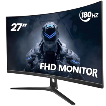 CRUA 27" Curved Gaming Monitor - 180Hz, FHD, FreeSync, Ultra-Immersive