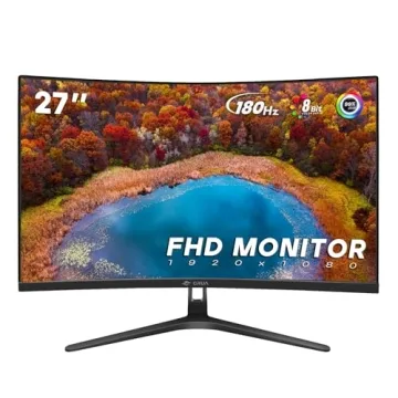 CRUA 27" 180Hz Curved Gaming Monitor FHD FreeSync