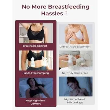 Momcozy Mesh Support Pumping Bra Hands Free Suitable for 36C-44G, HF018 Comfortable Plus Size Pumping and Nursing Bra in One Black