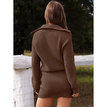 Stylish DEEP SELF V Neck Sweater Dress for Women