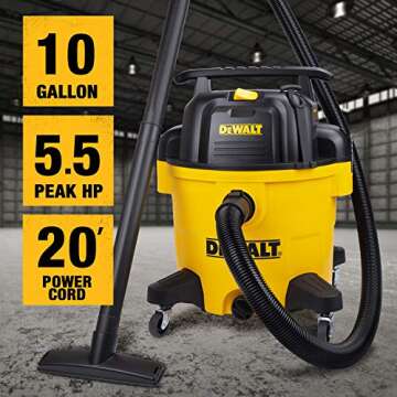 DEWALT DXV10P 10 Gallon Poly Wet Dry Vacuum Yellow