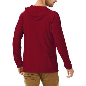 Roadbox Men's UPF 50+ Sun Protection Hoodie Shirt Outdoor UV Long Sleeve Fishing Shirts for Workout Running Swimming Hiking