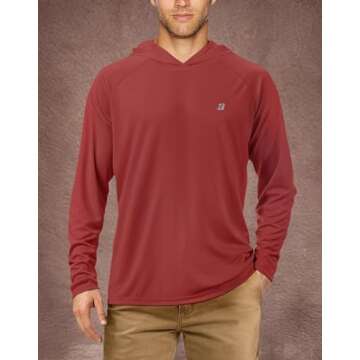 Roadbox Men's UPF 50+ Sun Protection Hoodie Shirt Outdoor UV Long Sleeve Fishing Shirts for Workout Running Swimming Hiking