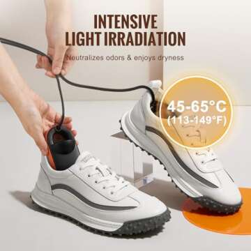 VEVOR Portable Shoe Dryer, Electric Boot Dryer, Deodorized Boot Warmers/Dryer with Quick & Even Drying for Cotton Slippers, Snow Boots, Leather Shoes, Canvas Shoes, Socks, Black & Orange