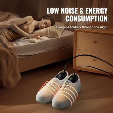 VEVOR Portable Shoe Dryer, Electric Boot Dryer, Deodorized Boot Warmers/Dryer with Quick & Even Drying for Cotton Slippers, Snow Boots, Leather Shoes, Canvas Shoes, Socks, Black & Orange