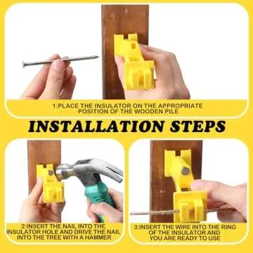 Tandefio 25 Pcs Electric Fence Insulator 5 Inch Slant Nail Wood Post T Post Yellow Nail on Insulator for Pet Animal Fence Heavy- Duty Fencing Wire