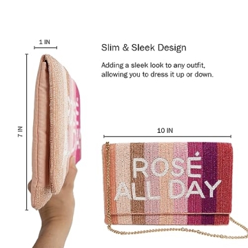 Pretty Robes ROSE ALL DAY Clutch Purse for Wedding Day Beaded Clutch Purse for Bachelorette Party Bridal Shower Gifts & Engagement Gifts for Bride To Be and for Women