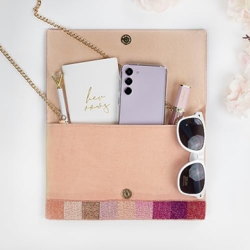 Pretty Robes ROSE ALL DAY Clutch Purse for Wedding Day Beaded Clutch Purse for Bachelorette Party Bridal Shower Gifts & Engagement Gifts for Bride To Be and for Women