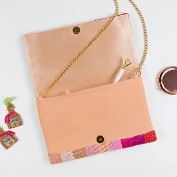 Pretty Robes ROSE ALL DAY Clutch Purse for Wedding Day Beaded Clutch Purse for Bachelorette Party Bridal Shower Gifts & Engagement Gifts for Bride To Be and for Women