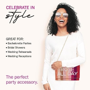 Pretty Robes ROSE ALL DAY Clutch Purse for Wedding Day Beaded Clutch Purse for Bachelorette Party Bridal Shower Gifts & Engagement Gifts for Bride To Be and for Women