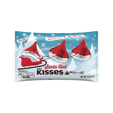 Delicious Hershey's Kisses Holiday Milk Chocolate in Santa Hat Foils, 11oz