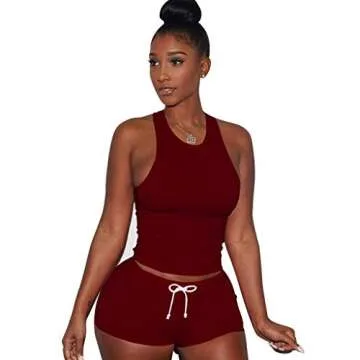 Trendy Two Piece Short Set for Women - Crop & Shorts