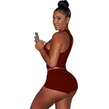 Trendy Two Piece Short Set for Women - Crop & Shorts