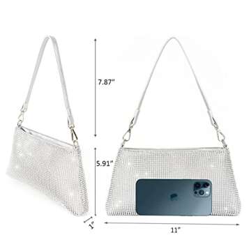 Valleycomfy Bling Evening Clutch Bag for Women Bridesmaid Lady Girl Bride Glitter Rhinestone Purse F...